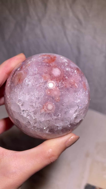 Sparkly Druzy Flower Agate Sphere