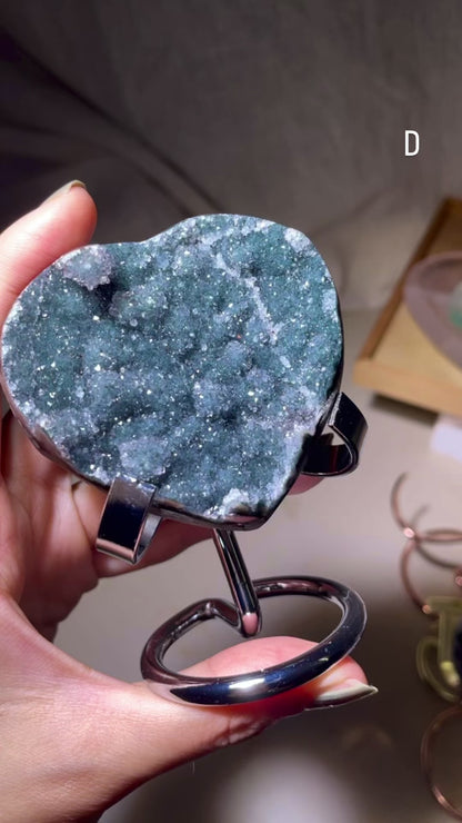 Rainbow Amethyst Druzy Geode Heart