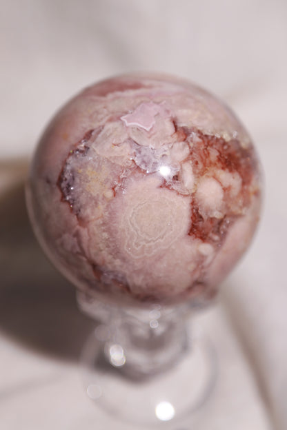 Purple Druzy Pink Flower Agate Sphere