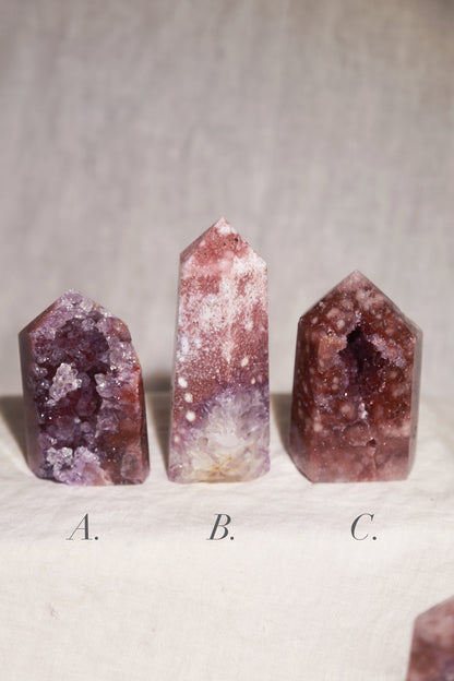 Purple Druzy Reddish Pink Amethyst Tower