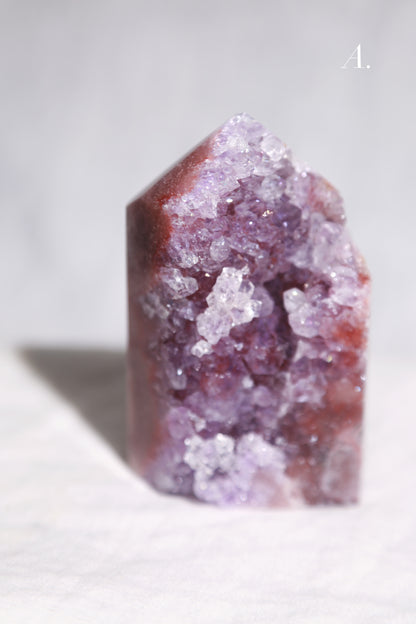 Purple Druzy Reddish Pink Amethyst Tower