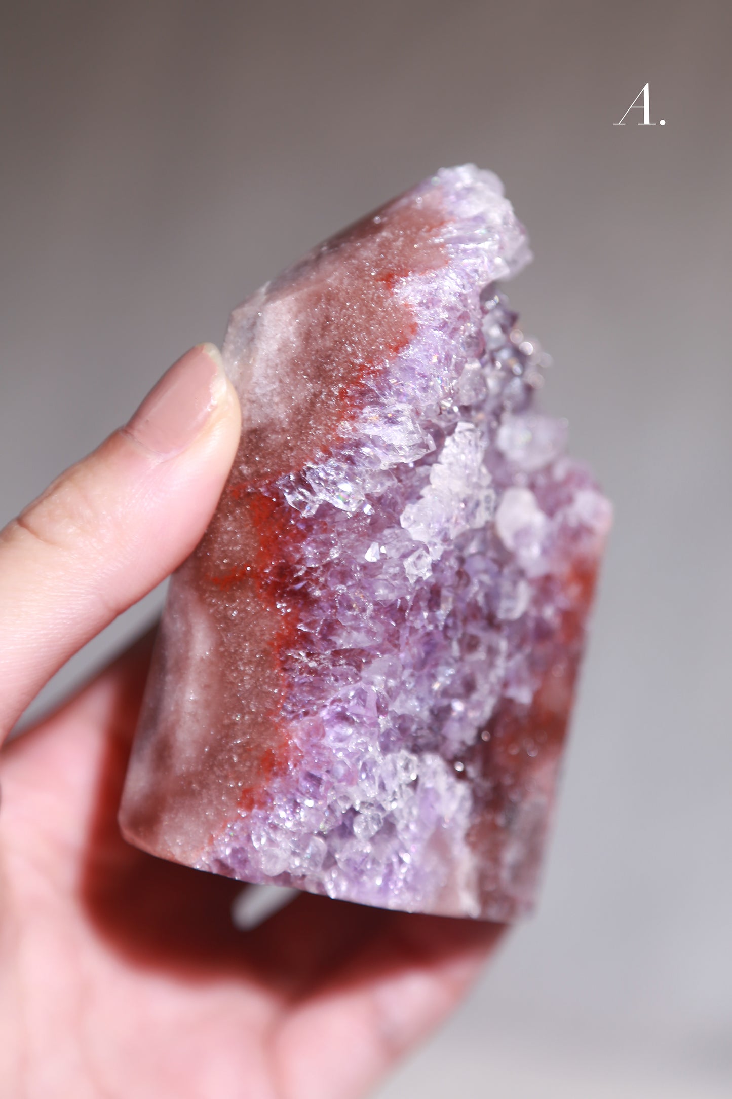 Purple Druzy Reddish Pink Amethyst Tower