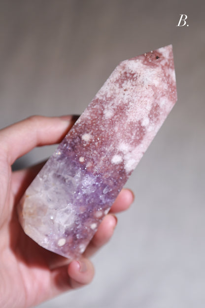 Purple Druzy Reddish Pink Amethyst Tower