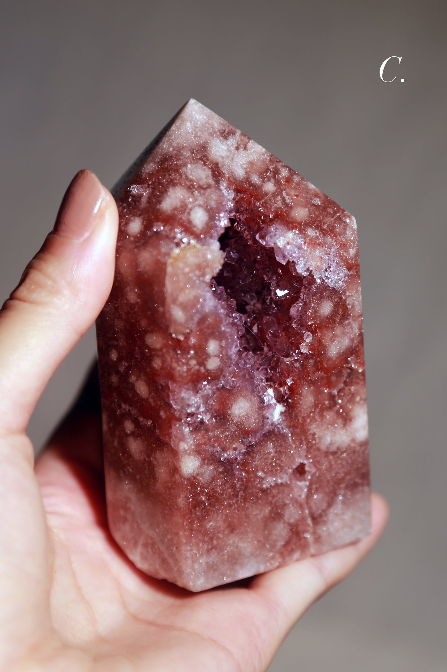 Purple Druzy Reddish Pink Amethyst Tower