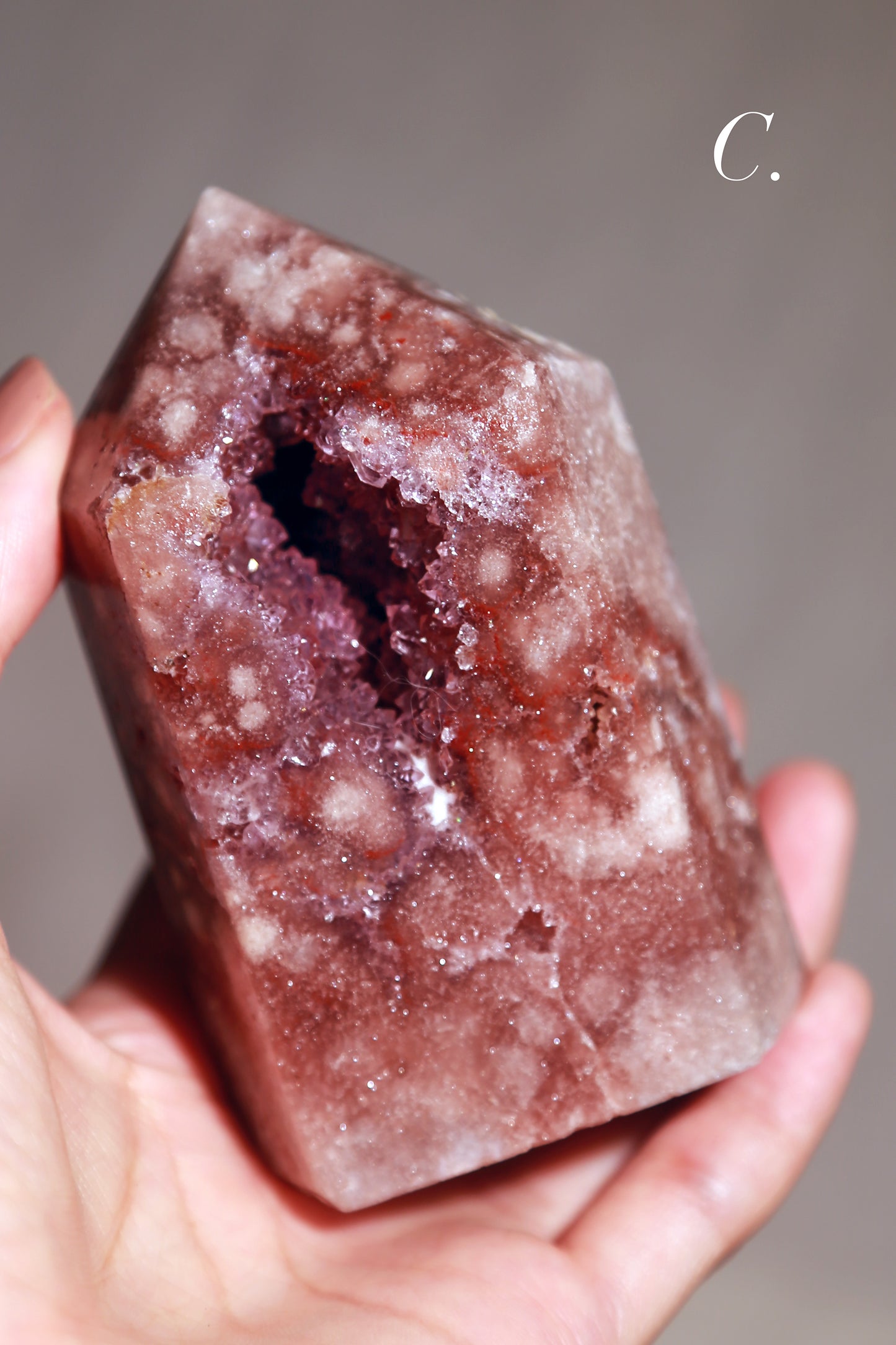 Purple Druzy Reddish Pink Amethyst Tower
