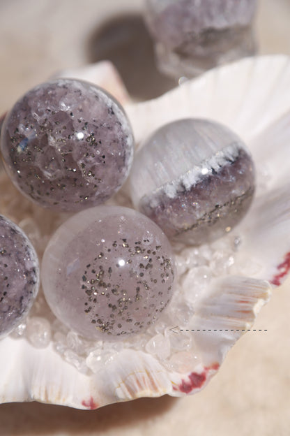 Pyrite in Fluorite Sphere with Mica