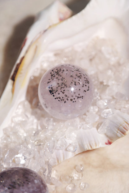 Pyrite in Fluorite Sphere with Mica