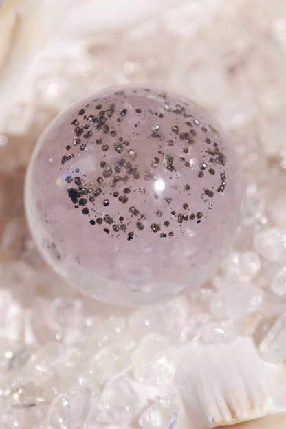 Pyrite in Fluorite Sphere with Mica