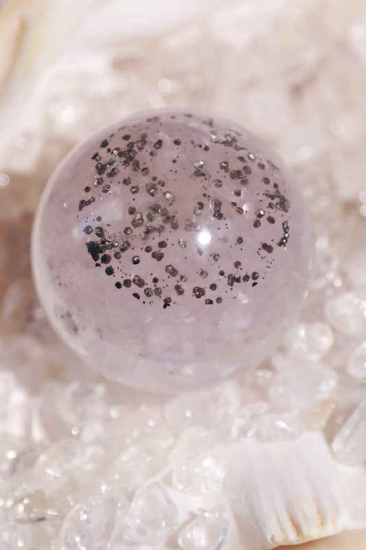 Pyrite in Fluorite Sphere with Mica