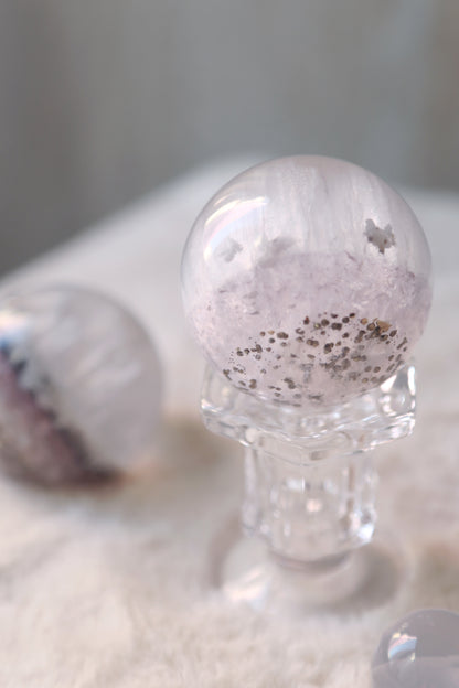 Pyrite in Fluorite Sphere with Mica