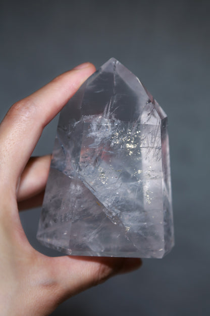 Extra Girasol Quartz with Pyrite inclusions Tower