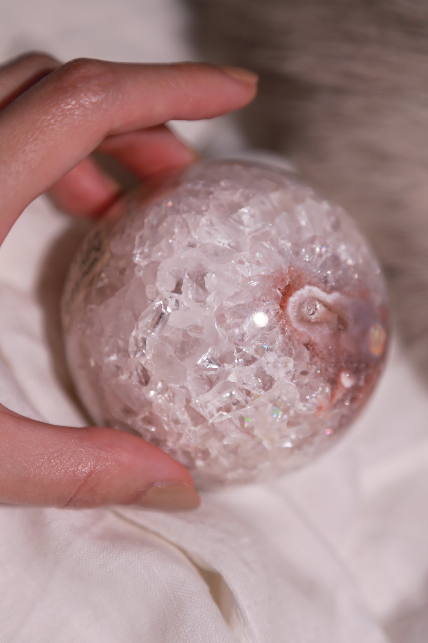 Sparkly Druzy Flower Agate Sphere