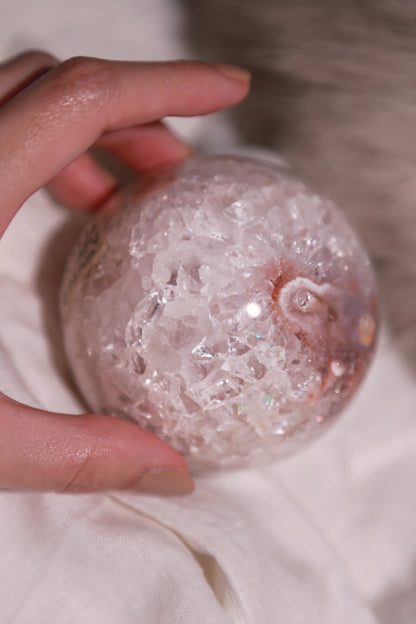 Sparkly Druzy Flower Agate Sphere