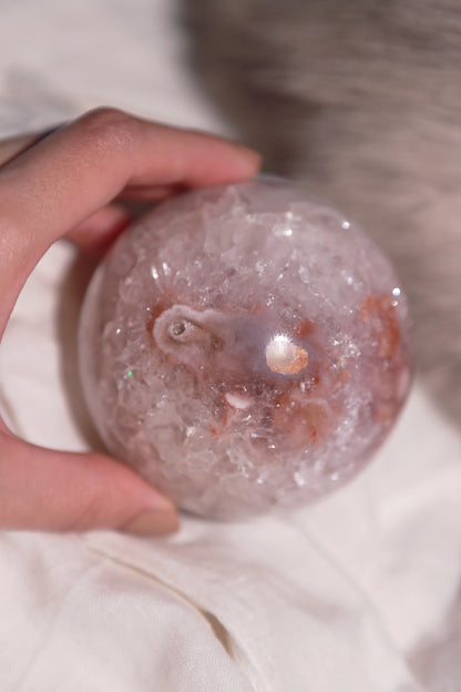 Sparkly Druzy Flower Agate Sphere