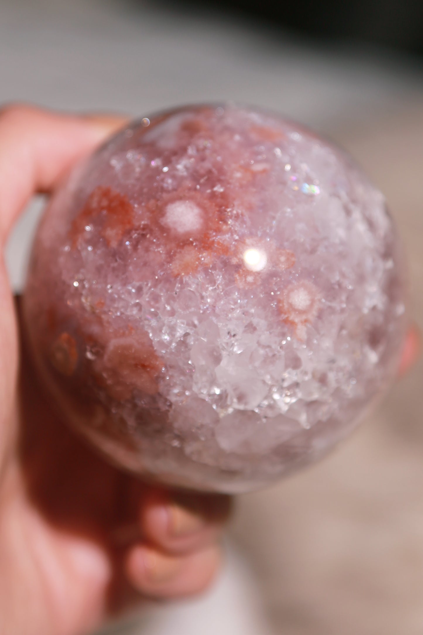 Sparkly Druzy Flower Agate Sphere