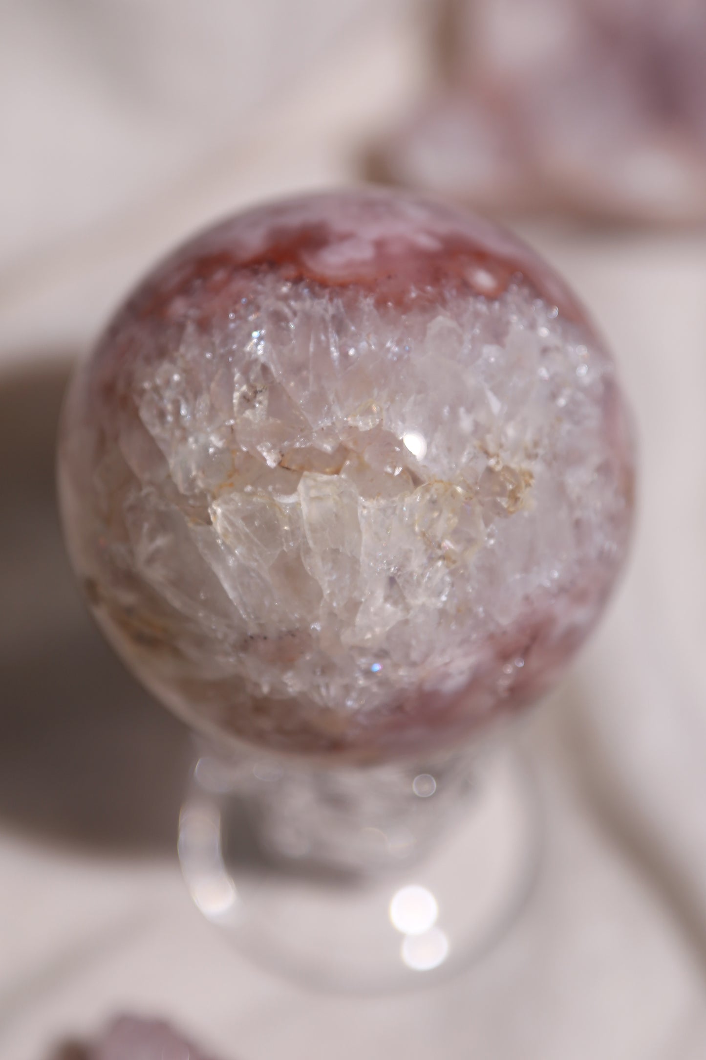 Quartzy Pink Bubble Flower Agate Sphere