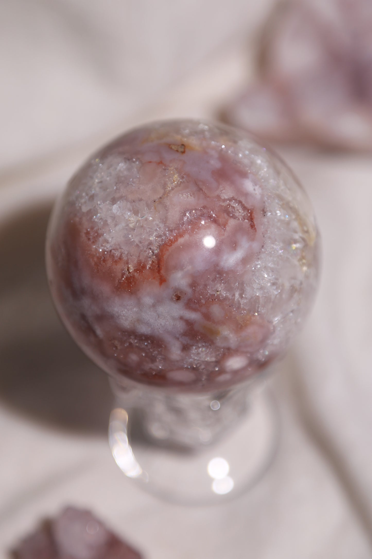 Quartzy Pink Bubble Flower Agate Sphere