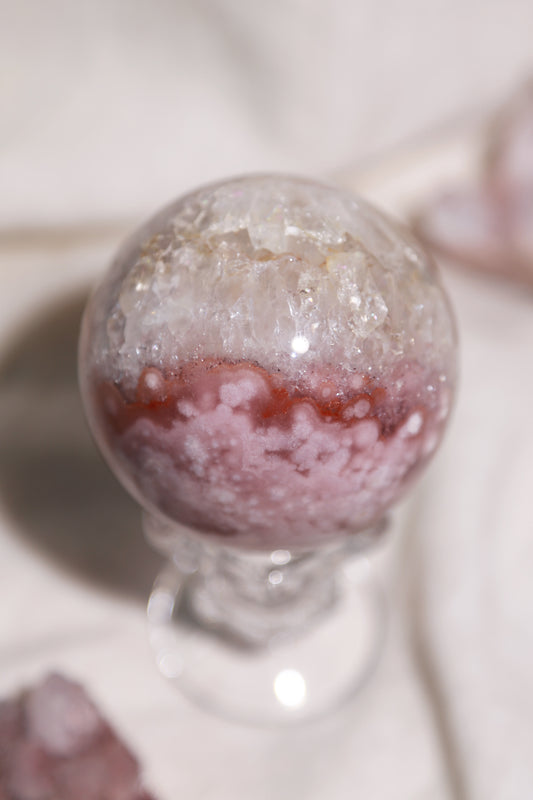 Quartzy Pink Bubble Flower Agate Sphere