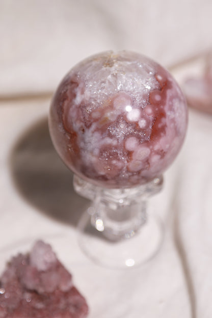 Quartzy Pink Bubble Flower Agate Sphere