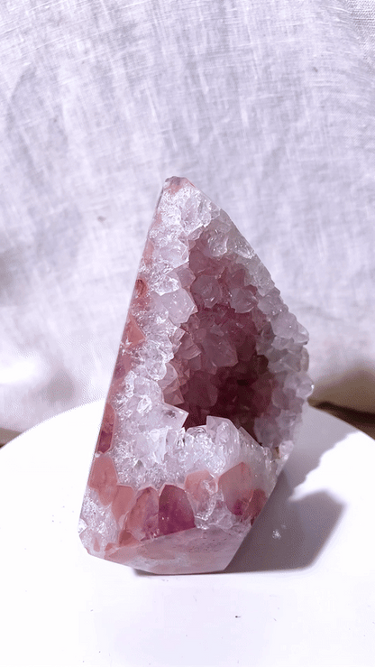 RARE Pink & Purple Druzy Amethyst Diamond with Quartzy Geode