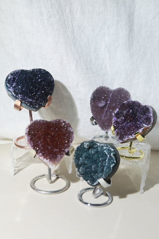 Rainbow Amethyst Druzy Geode Heart