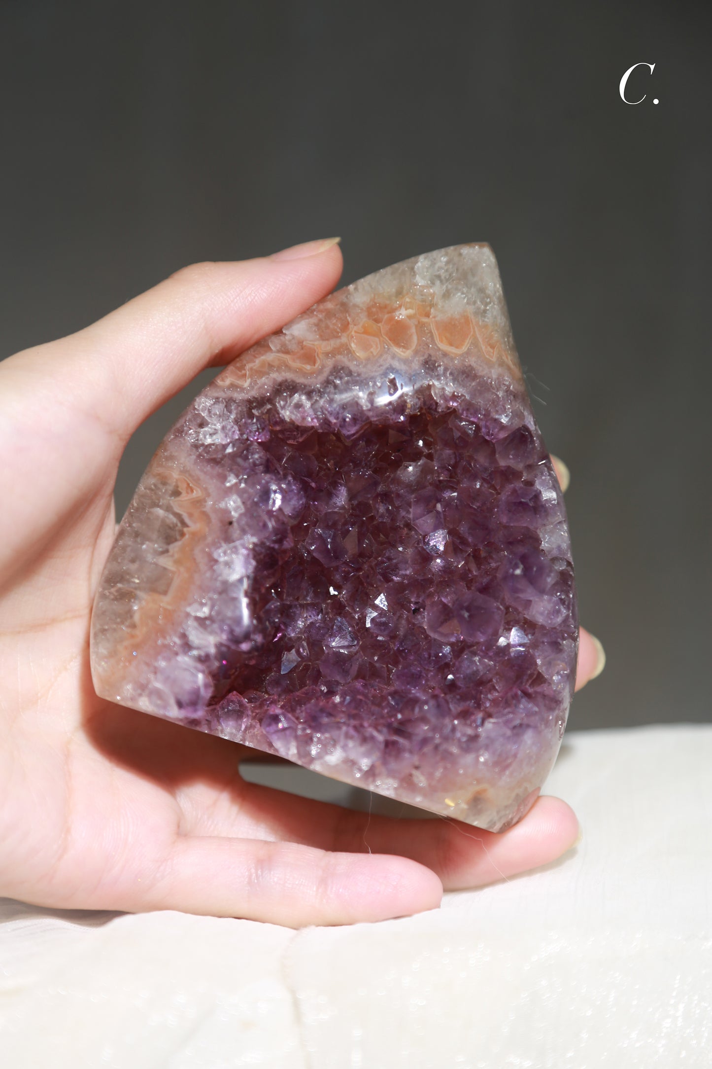 Druzy Rainbow Amethyst Peach / Flame Freeform