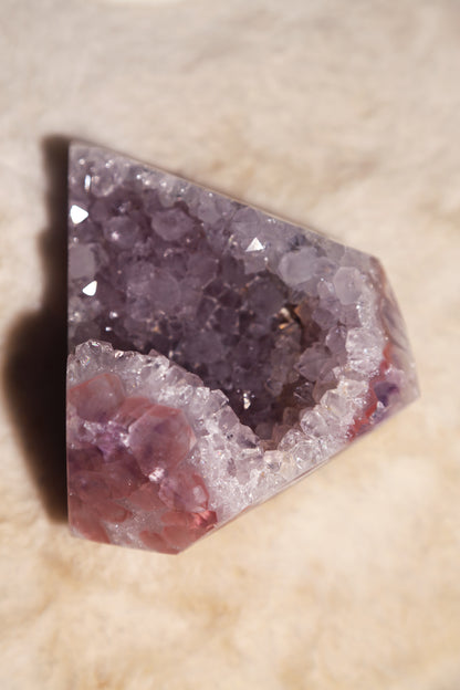 RARE Pink & Purple Druzy Amethyst Diamond with Quartzy Geode