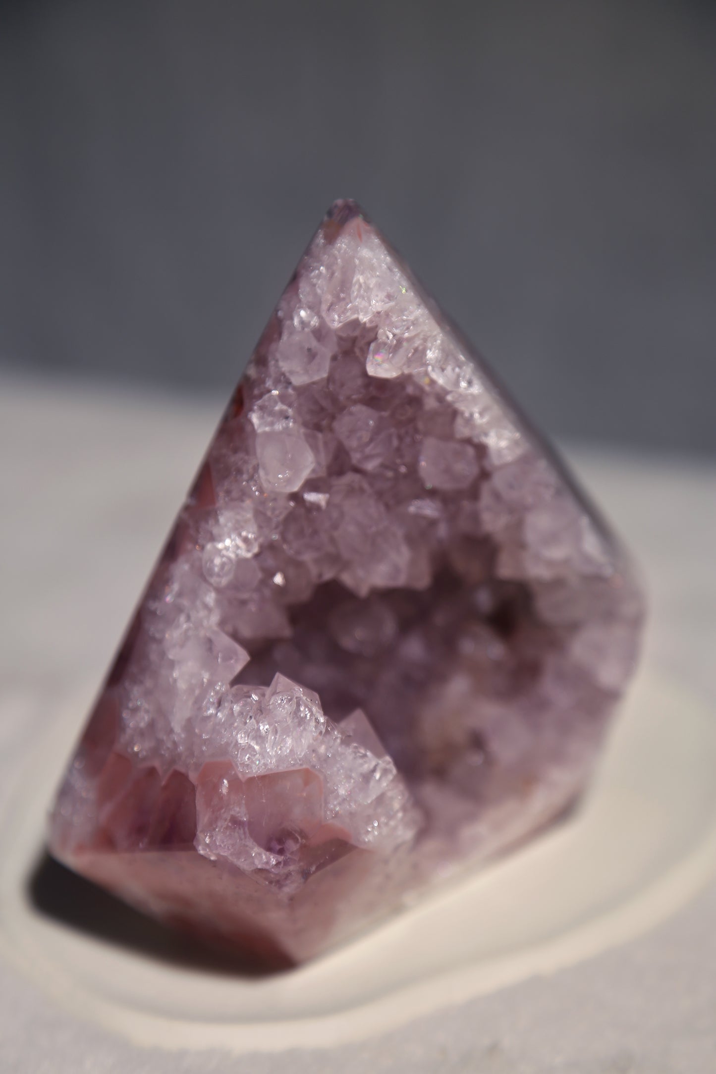RARE Pink & Purple Druzy Amethyst Diamond with Quartzy Geode