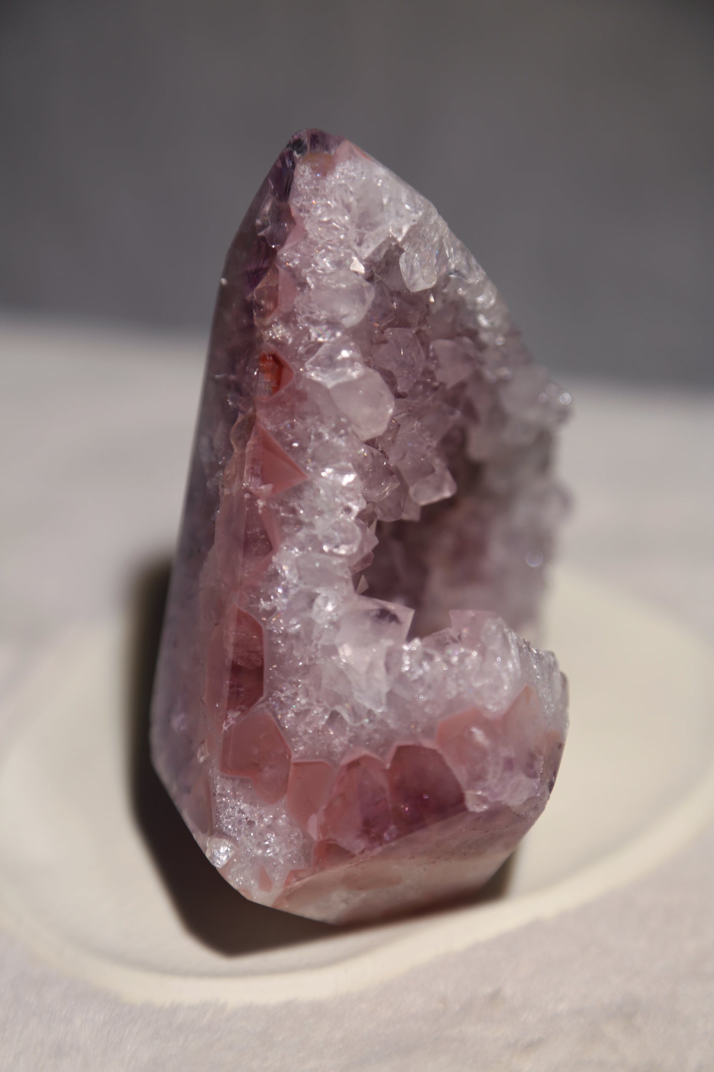 RARE Pink & Purple Druzy Amethyst Diamond with Quartzy Geode
