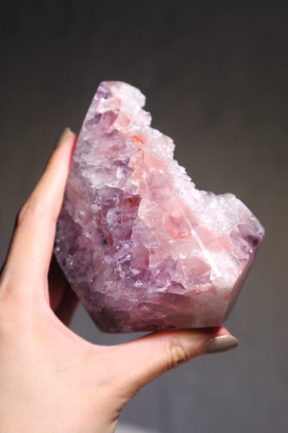 RARE Pink & Purple Druzy Amethyst Diamond with Quartzy Geode