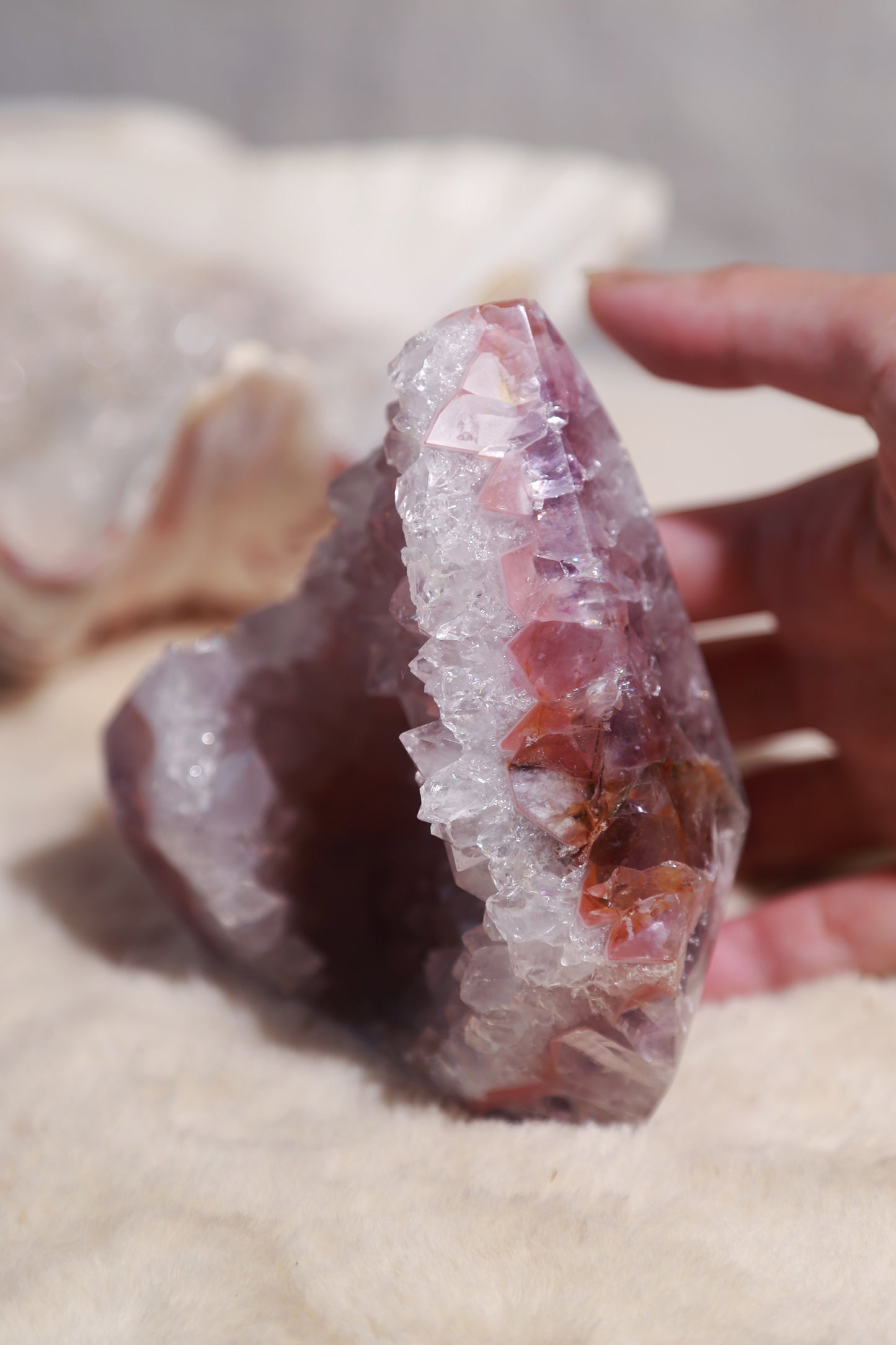 RARE Pink & Purple Druzy Amethyst Diamond with Quartzy Geode
