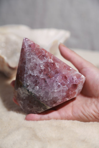 RARE Pink & Purple Druzy Amethyst Diamond with Quartzy Geode