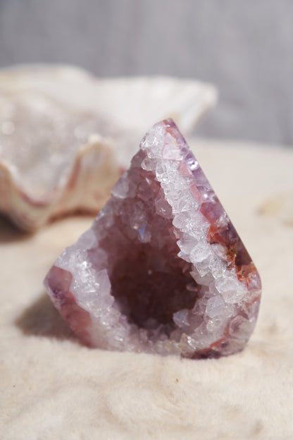 RARE Pink & Purple Druzy Amethyst Diamond with Quartzy Geode