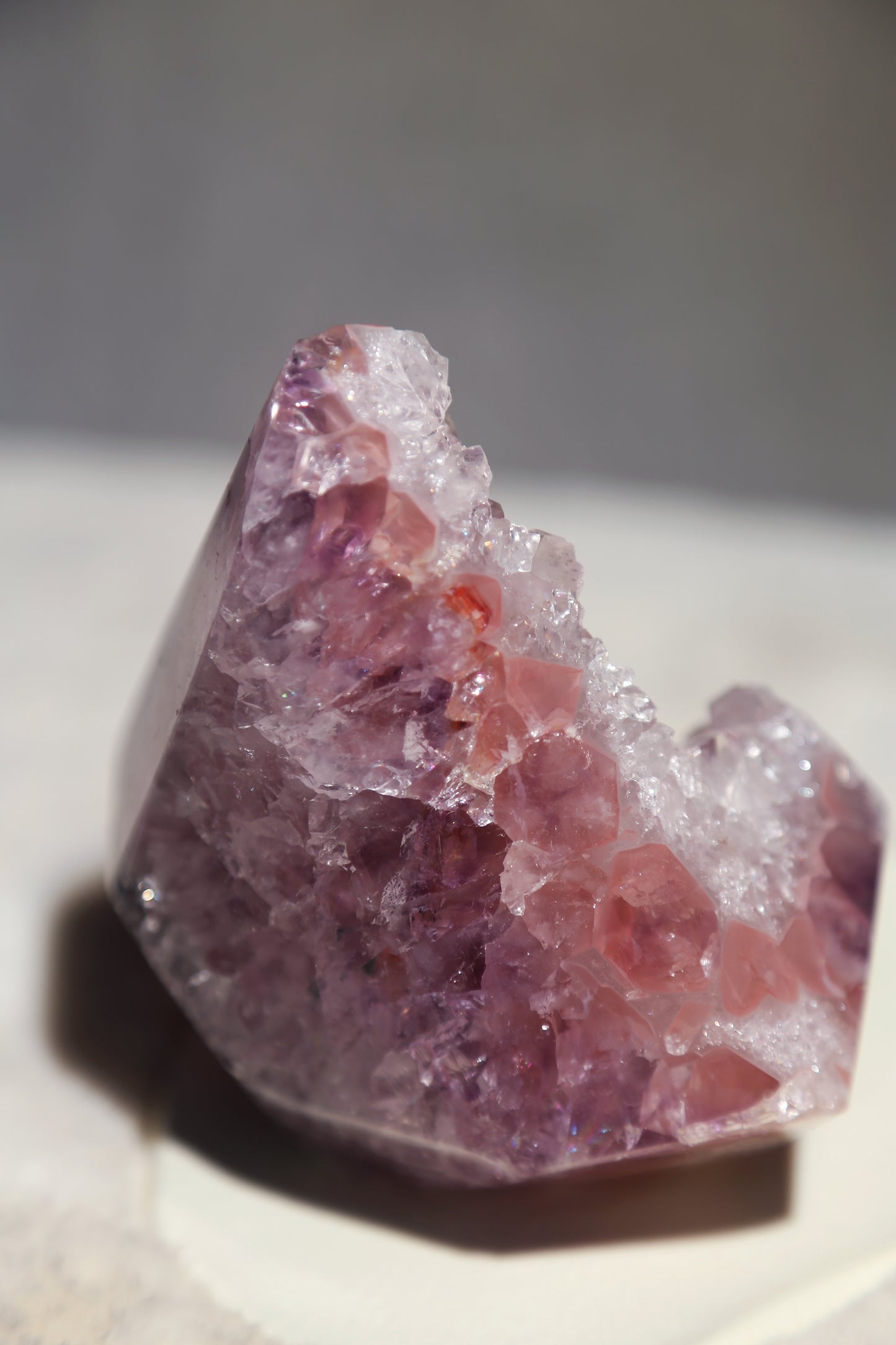 RARE Pink & Purple Druzy Amethyst Diamond with Quartzy Geode