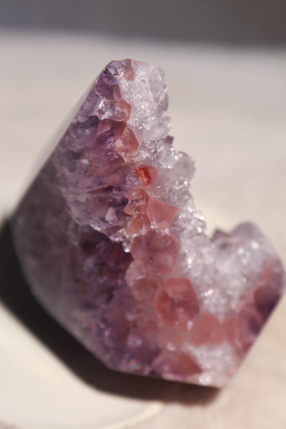 RARE Pink & Purple Druzy Amethyst Diamond with Quartzy Geode