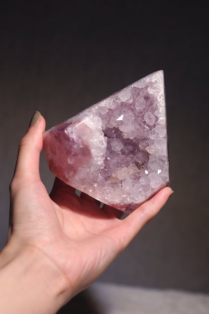 RARE Pink & Purple Druzy Amethyst Diamond with Quartzy Geode