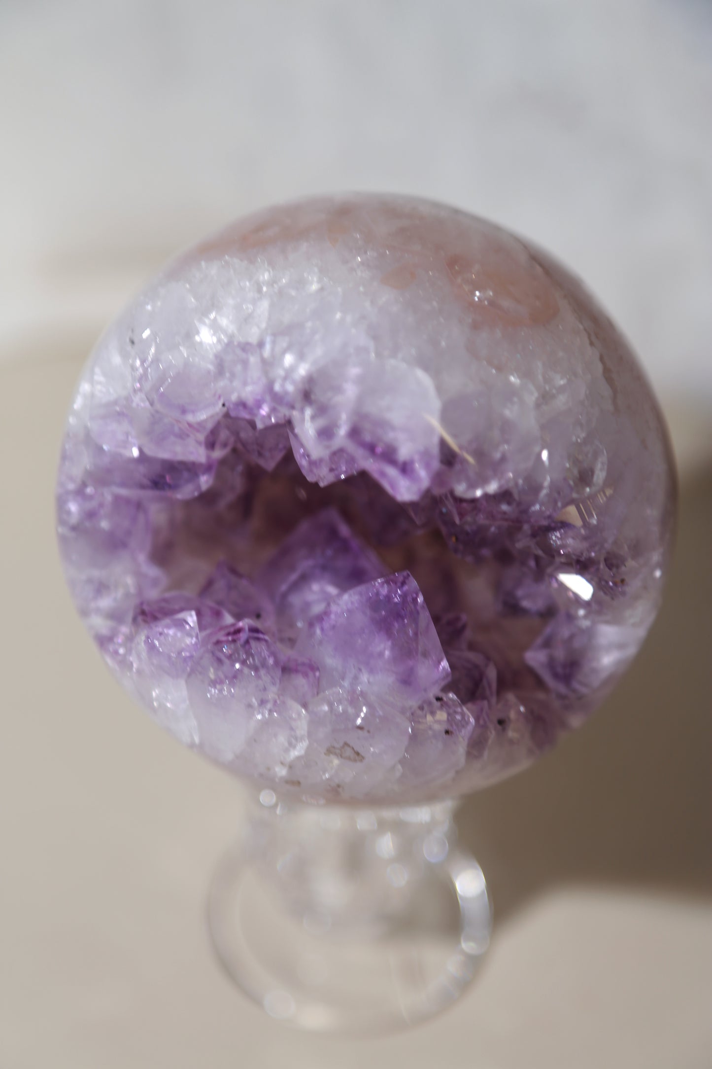 Pink Quartz Rainbow Amethyst Purple Druzy Sphere