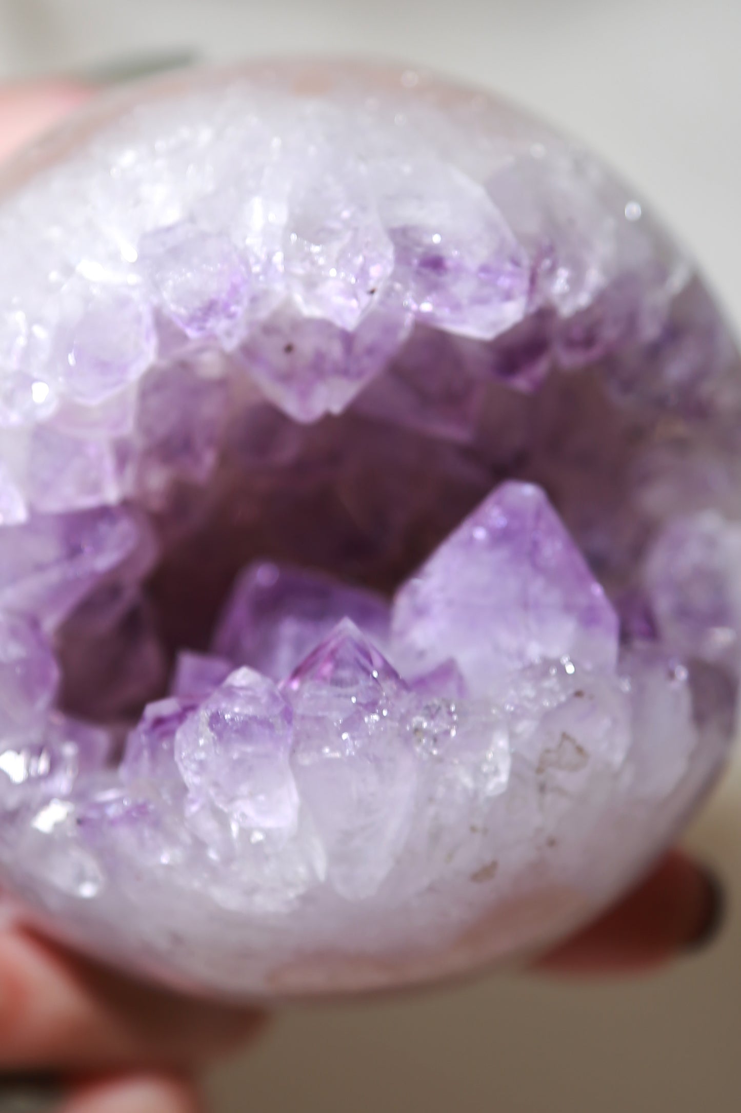 Pink Quartz Rainbow Amethyst Purple Druzy Sphere