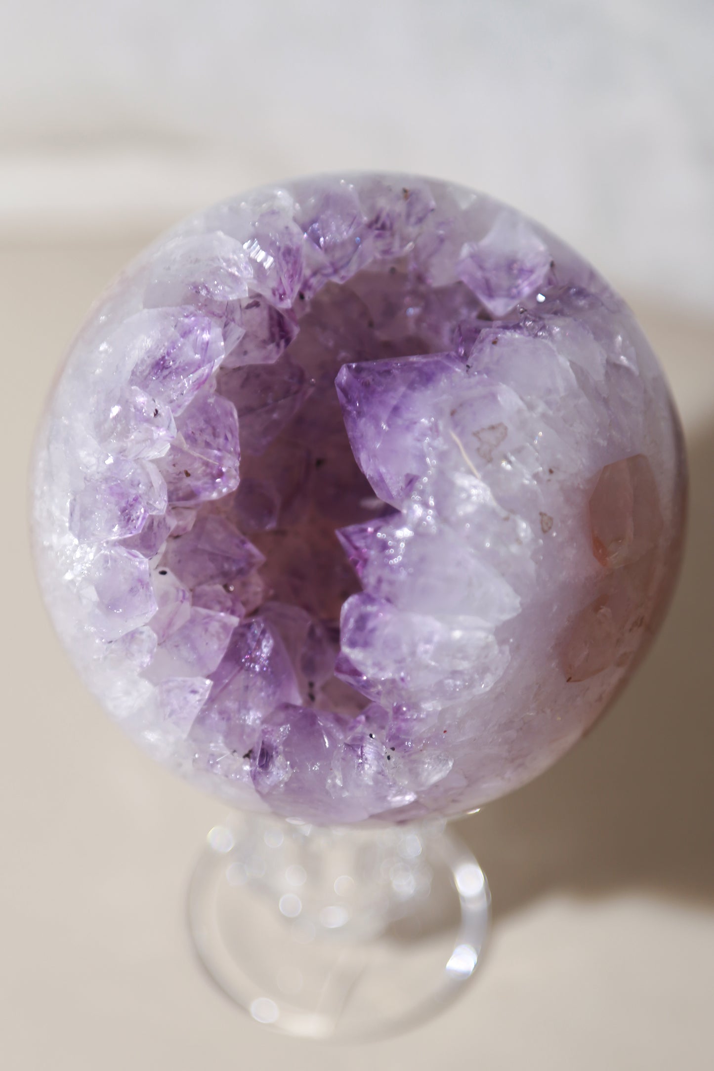 Pink Quartz Rainbow Amethyst Purple Druzy Sphere