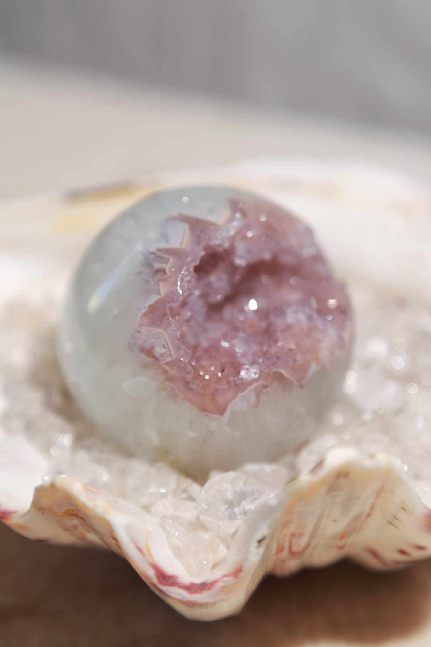 Green Quartz Rainbow Amethyst Pink Druzy Sphere