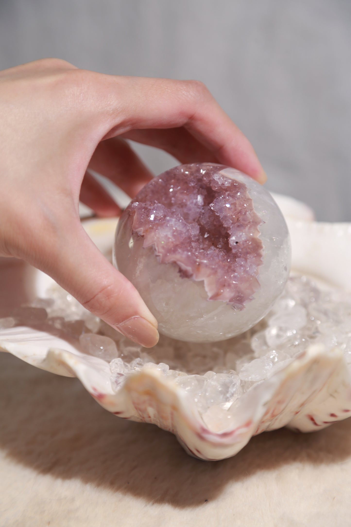 Green Quartz Rainbow Amethyst Pink Druzy Sphere