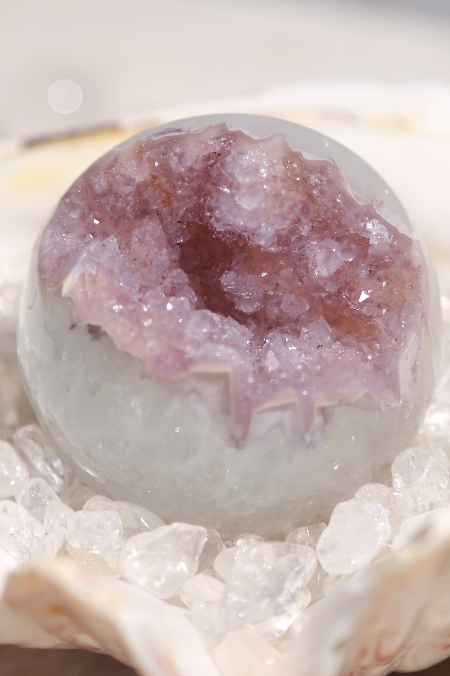 Green Quartz Rainbow Amethyst Pink Druzy Sphere