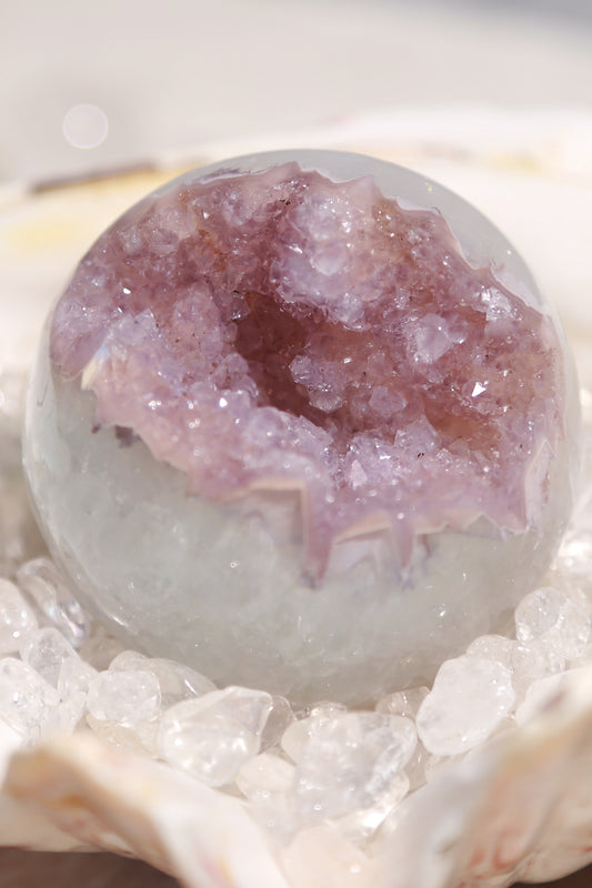 Green Quartz Rainbow Amethyst Pink Druzy Sphere