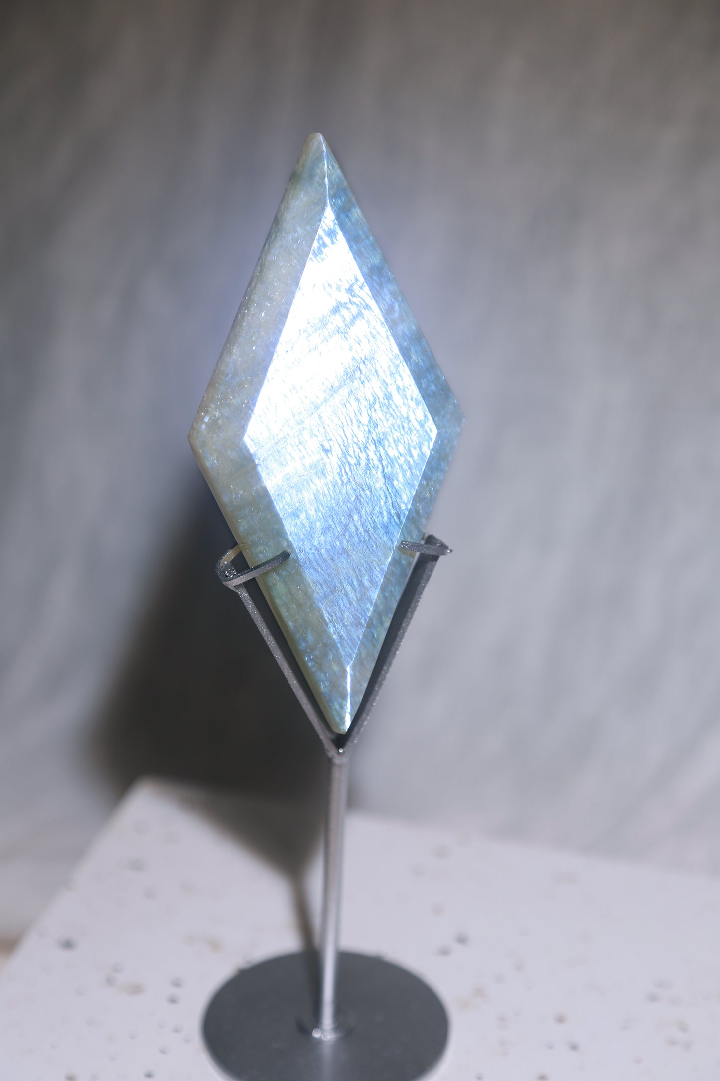 Sage Blue Green Moonstone Sunstone Diamond with Stand