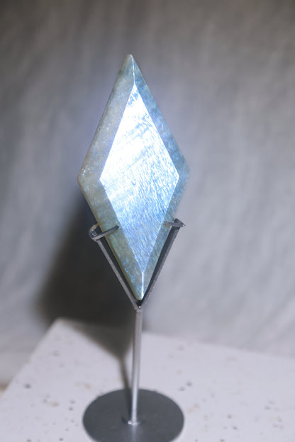 Sage Blue Green Moonstone Sunstone Diamond with Stand
