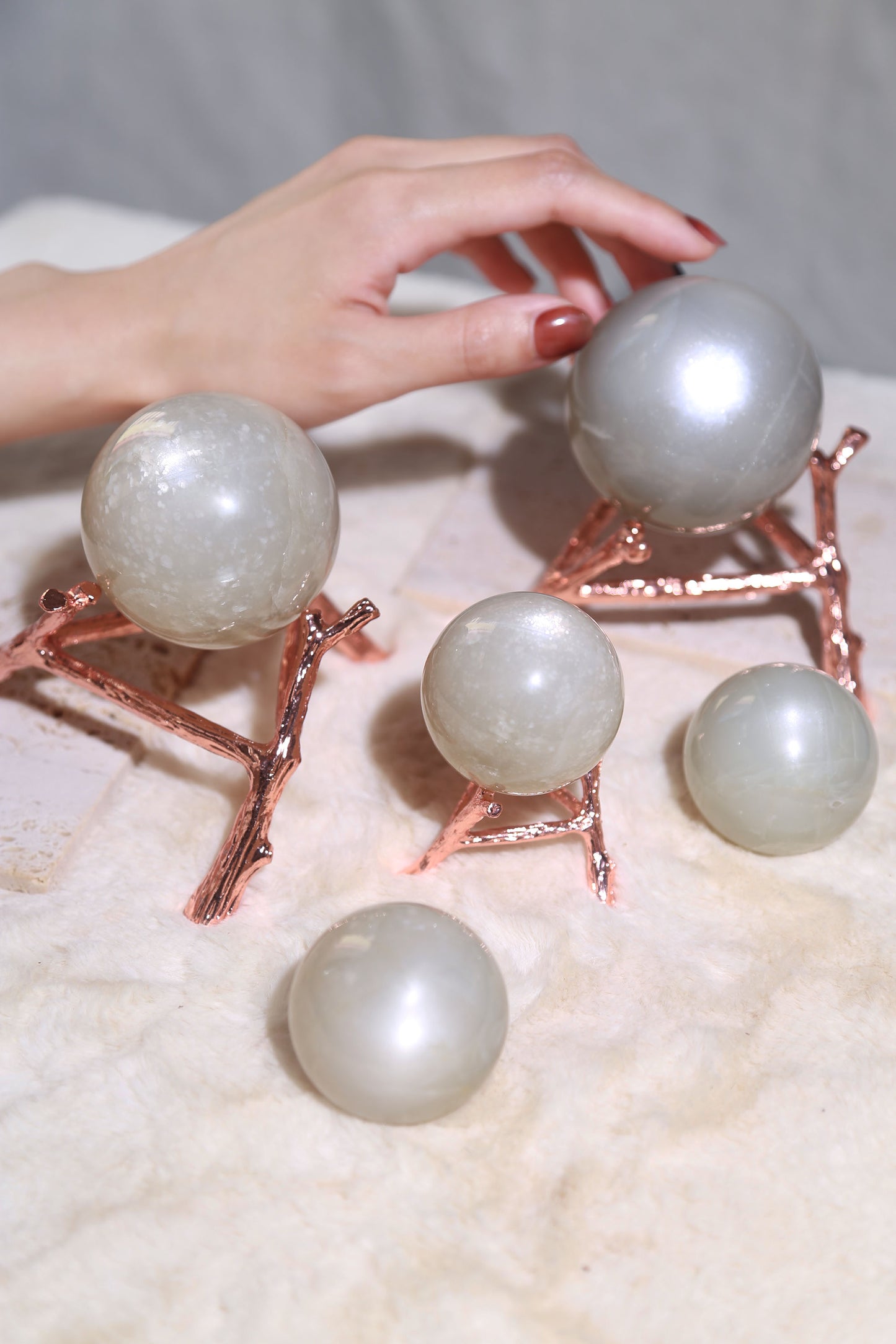 Silvery Moonstone Sphere