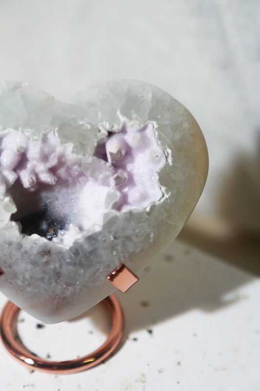 Snowy Sugar Druzy Rainbow Amethyst Heart