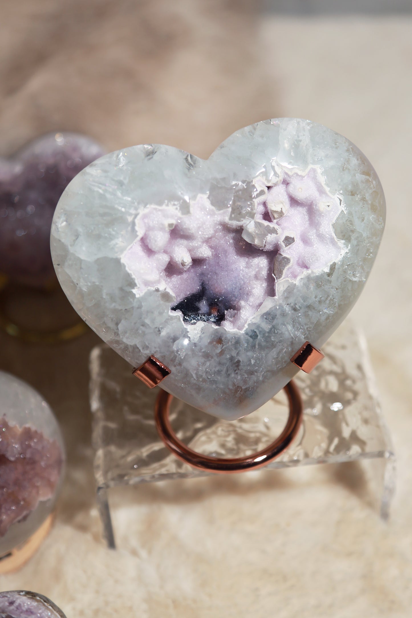 Snowy Sugar Druzy Rainbow Amethyst Heart