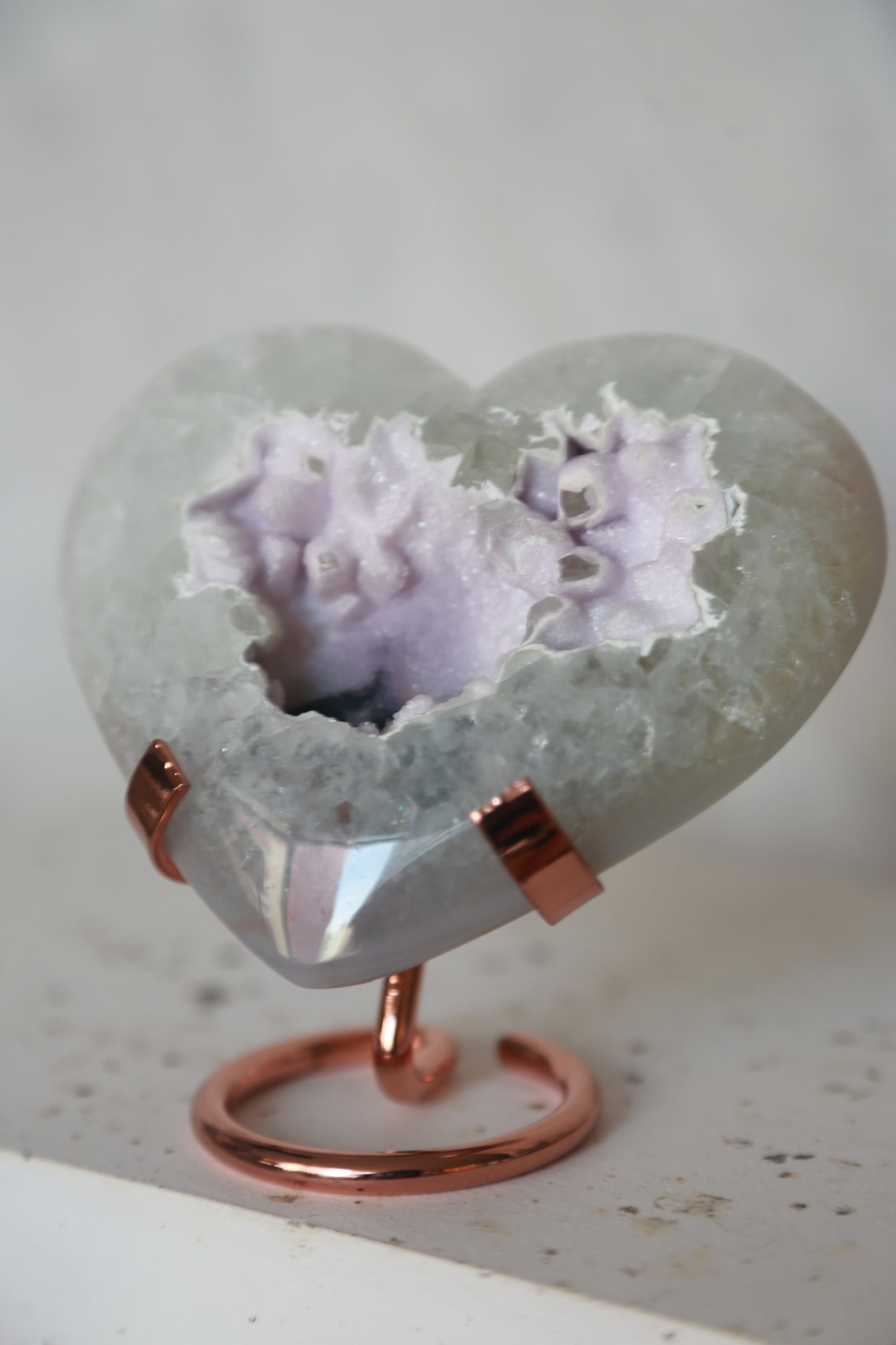 Snowy Sugar Druzy Rainbow Amethyst Heart