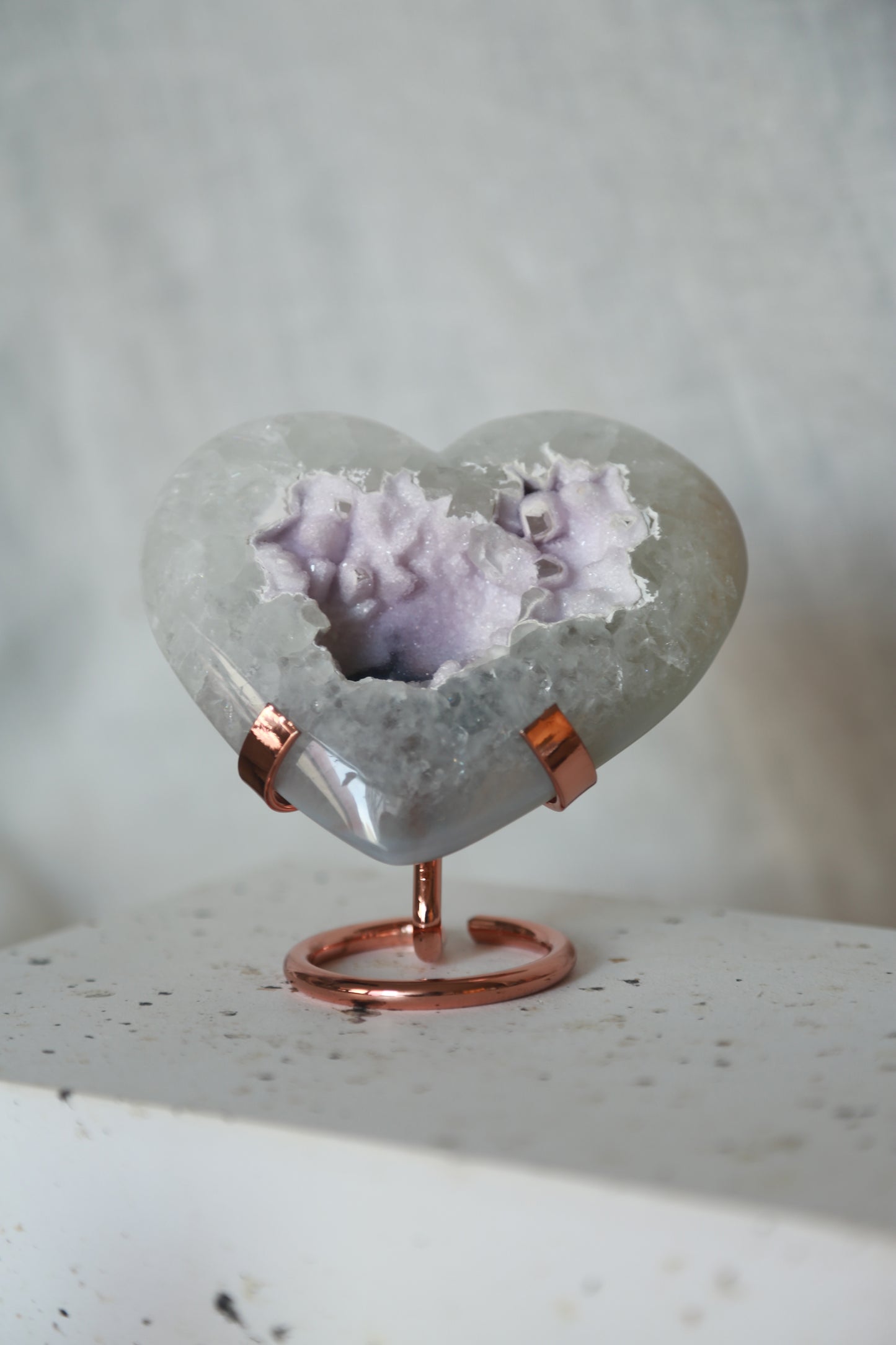 Snowy Sugar Druzy Rainbow Amethyst Heart
